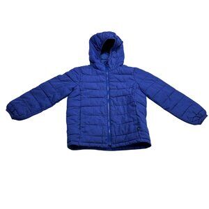 Gap Kids XS Blue Hooded Puffer Jacket ColdControl Water-Resistant Recycled Fabri